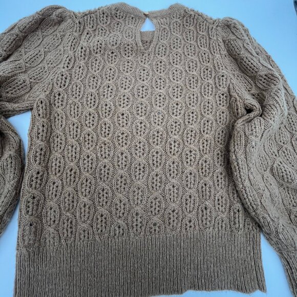 J.Crew Balloon-Sleeve Cable-Knit Pullover Sweater alpaca wool blend cottagecore - Picture 5 of 6